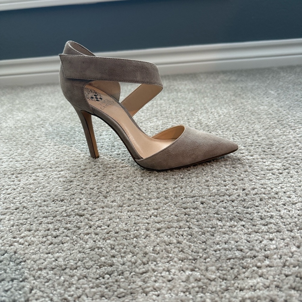 Vince Camuto “Charlotte”Suede Pointed-Toe Ankle-Strap Heels - Picture 3 of 7